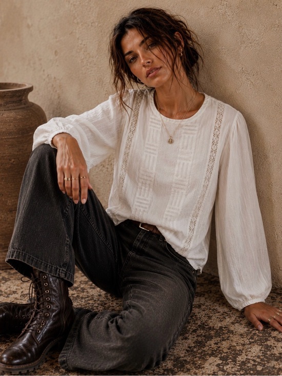 Wilfred Tops - Wilfred Entendre Blouse | Rare Lace Detail French Girl Boho Top, Size S/M